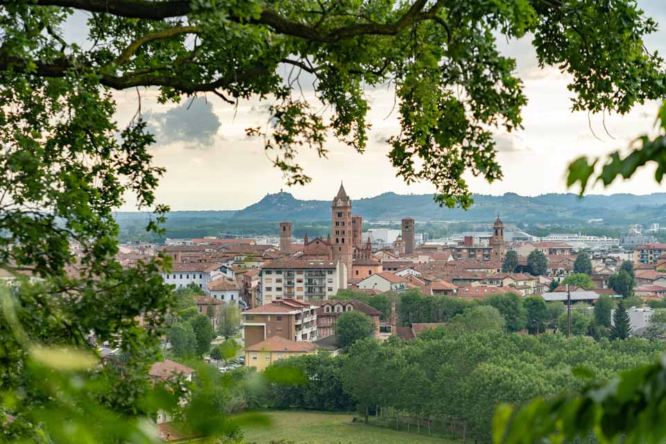 Vista di Alba che produce Roero Arneis